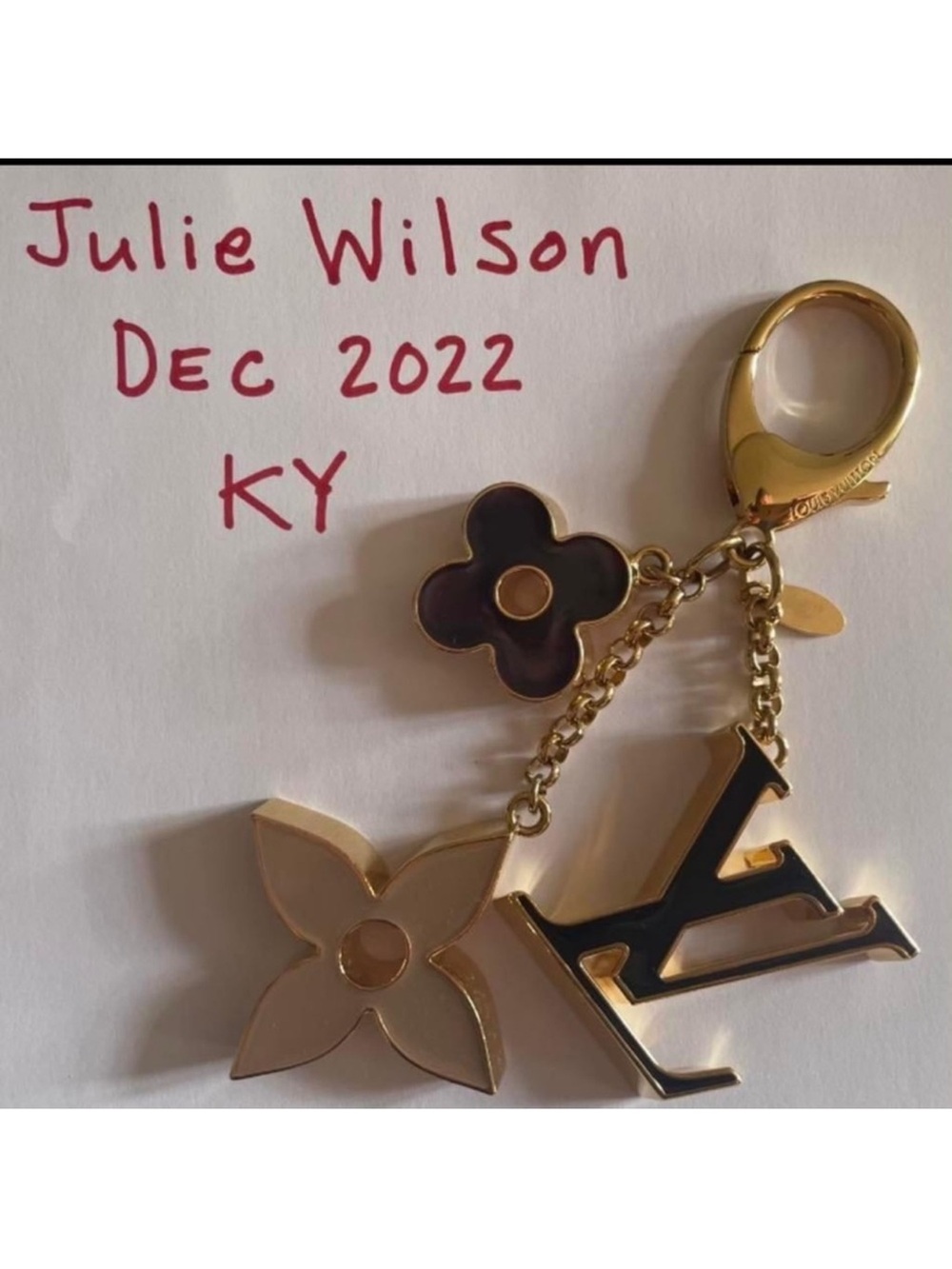 Louis Vuitton Black & Gold Monogram Charm Key Holder